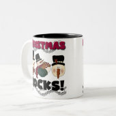 Snowmen Kerstmis Rocks Tweekleurige Koffiemok (Voorkant links)
