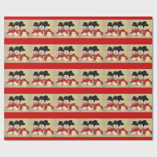 Snowmen kerstpapier cadeaupapier (Vlak)