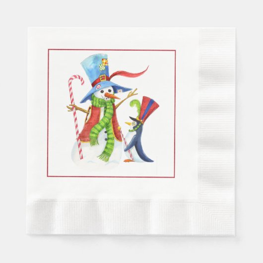 Snowmen-kerstpapier Napkins Servet (Voorkant)