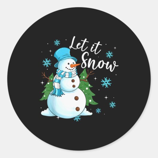 Snowmen Let It Snow Christmas Funny Family Matchin Ronde Sticker (Voorkant)