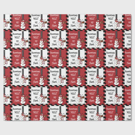 Snowmen Melt je hart | Kerstmis Cadeaupapier (Vlak)