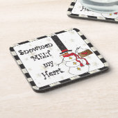 Snowmen Melt je hart | Kerstmis Drankjes Onderzetter (Linkerzijde)