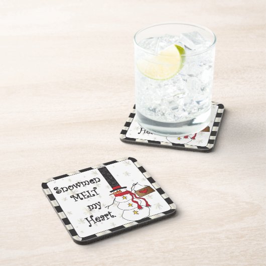 Snowmen Melt je hart | Kerstmis Drankjes Onderzetter (Rechterzijde)