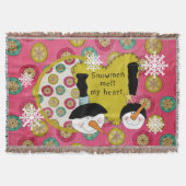 Snowmen Melt Mijn Heart Holiday Throw Deken (Voorkant)