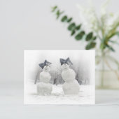 Snowmen met Big Bow-Petten Briefkaart (Staand voorkant)