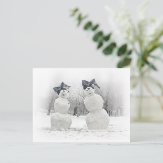 Snowmen met Big Bow-Petten Briefkaart (Staand voorkant)