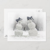 Snowmen met Big Bow-Petten Briefkaart (Voorkant / Achterkant)