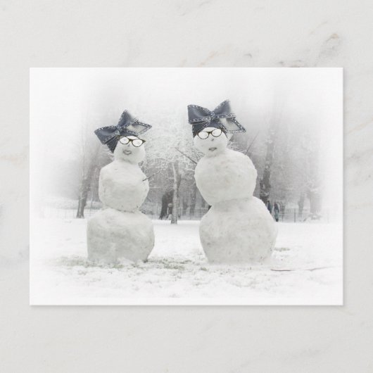 Snowmen met Big Bow-Petten Briefkaart (Voorkant)