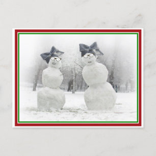 Snowmen met Big Bow-Petten Briefkaart