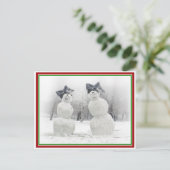 Snowmen met Big Bow-Petten Briefkaart (Staand voorkant)
