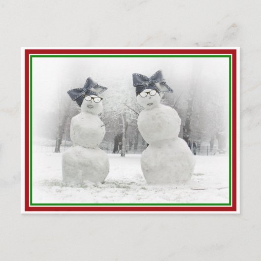 Snowmen met Big Bow-Petten Briefkaart (Voorkant)