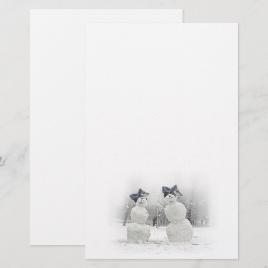 Snowmen met Big Bow-Petten Briefpapier (Voorkant / Achterkant)