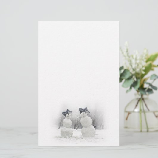 Snowmen met Big Bow-Petten Briefpapier (Staand voorkant)