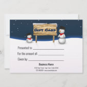 Snowmen met een Wooden Gift Card-teken (Achterkant)