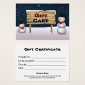 Snowmen met een Wooden Gift Card-teken Visitekaartje (Voorkant /achterkant)