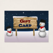 Snowmen met een Wooden Gift Card-teken Visitekaartje (Voorkant)