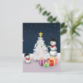 Snowmen met kerstboomvakantie Briefkaart (Staand voorkant)
