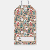 Snowmen met kerstmis, kerstbomen cadeaulabel (Achterkant)