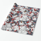 Snowmen met sneeuw cadeaupapier (Uitgerold)