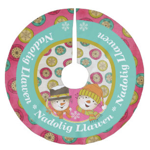 Snowmen Nadolig Llawen Holiday Tree Skirt Kerstboom Rok