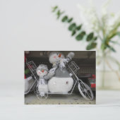 Snowmen On Bike Briefkaart (Staand voorkant)