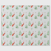 Snowmen op Bobsled in Winter Scene, Holiday Cadeaupapier (Vlak)