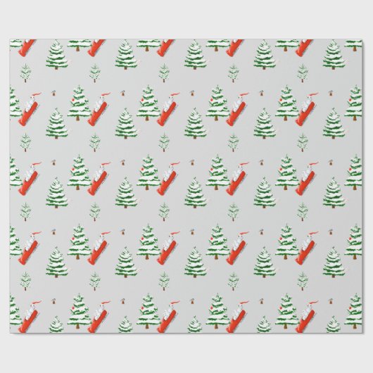 Snowmen op Bobsled in Winter Scene, Holiday Cadeaupapier (Vlak)