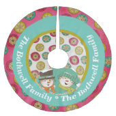 Snowmen Orbs en Snowflakes Holiday Tree Skirt Kerstboom Rok (Voorkant)