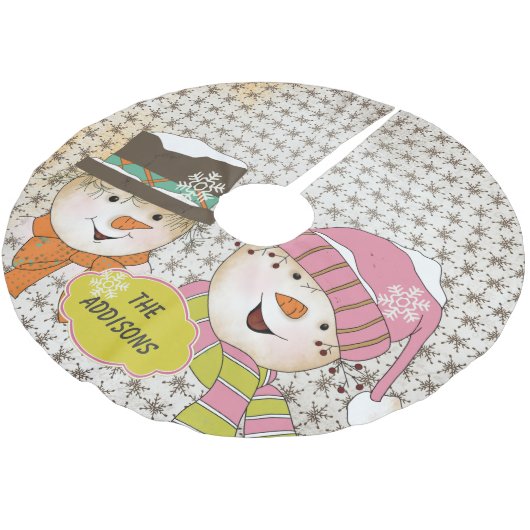  Snowmen Paar Feestdagen Boom Huid Kerstboom Rok (Gekanteld)