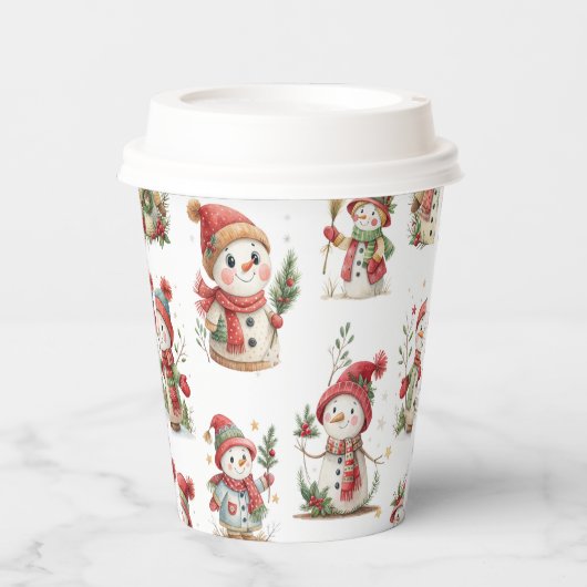 Snowmen Paper cup Papieren Bekers (Voorkant)