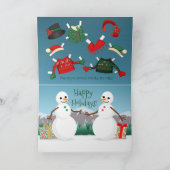 Snowmen Paper Doll Holiday Card Kaart (Binnen)