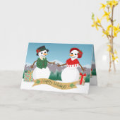 Snowmen Paper Doll Holiday Card Kaart (Gele Bloem)