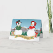 Snowmen Paper Doll Holiday Card Kaart (Voorkant)