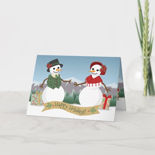 Snowmen Paper Doll Holiday Card Kaart (Voorkant)
