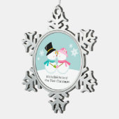 Snowmen Passen getrouwd eerste kerstmis Tin Sneeuwvlok Ornament (Rechts)