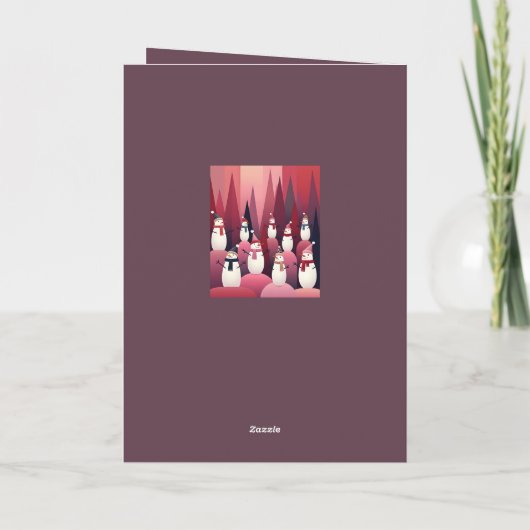 Snowmen Pink Theme Design Kitschy Christmas Kaart (Achterkant)