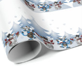 Snowmen Reindeer Cute Kerstbomen Cadeaupapier (Rol Hoek)