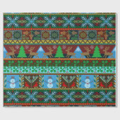 Snowmen Reindeer Holiday van de kerstkeuken Cadeaupapier (Vlak)