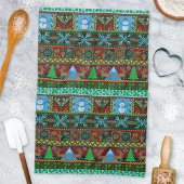 Snowmen Reindeer Winter Pattern van rond Kerstmis Theedoek