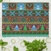 Snowmen Reindeer Winter Pattern van rond Kerstmis Theedoek (Gevouwen)