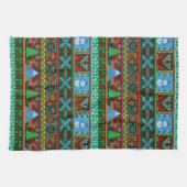 Snowmen Reindeer Winter Pattern van rond Kerstmis Theedoek (Horizontaal)