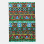 Snowmen Reindeer Winter Pattern van rond Kerstmis Theedoek (Verticaal)