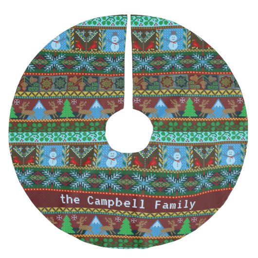 Snowmen Reindester met Kerstmis | Familienaam Kerstboom Rok (Voorkant)