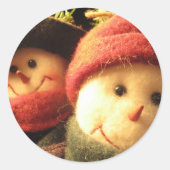 Snowmen Ronde Sticker (Voorkant)