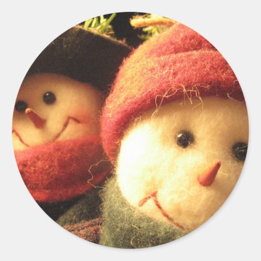 Snowmen Ronde Sticker (Voorkant)