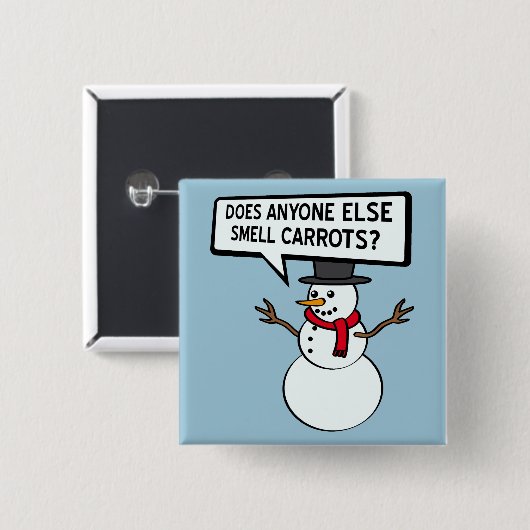 Snowmen Smell Carrots Funny Button (Voorkant /achterkant)