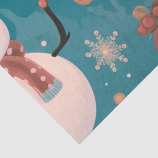 Snowmen Sneeuwvlokken Cadeaus Paarse Grijze Kerst Tissuepapier (Detail)