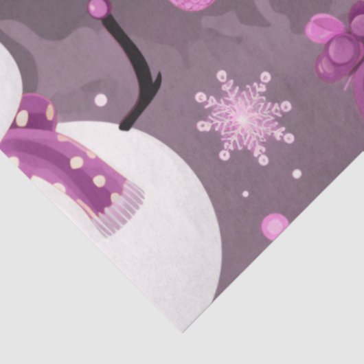 Snowmen Sneeuwvlokken Cadeaus Paarse Grijze Kerst Tissuepapier (Detail)