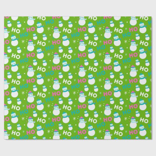 Snowmen Sneeuwvlokken Ho Ho Modern Kerstmis Cadeaupapier (Vlak)