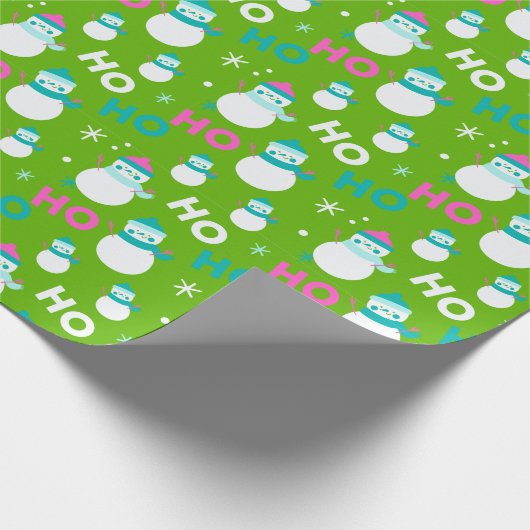 Snowmen Sneeuwvlokken Ho Ho Modern Kerstmis Cadeaupapier (Hoek)